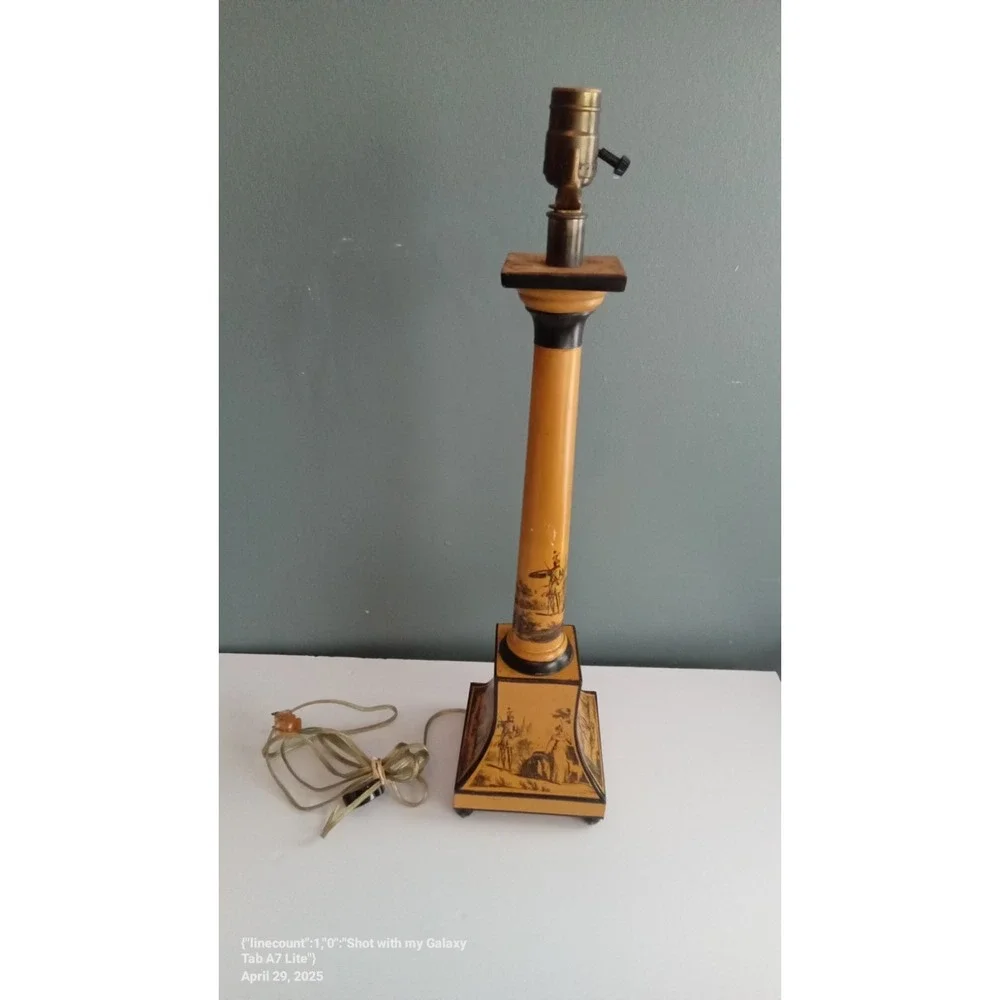 Vintage‎ Tole Painted Table Lamp Column Style Greek Revival Decor